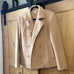 LC Lauren Conrad Women's Double-Breasted Cream Pea Coat